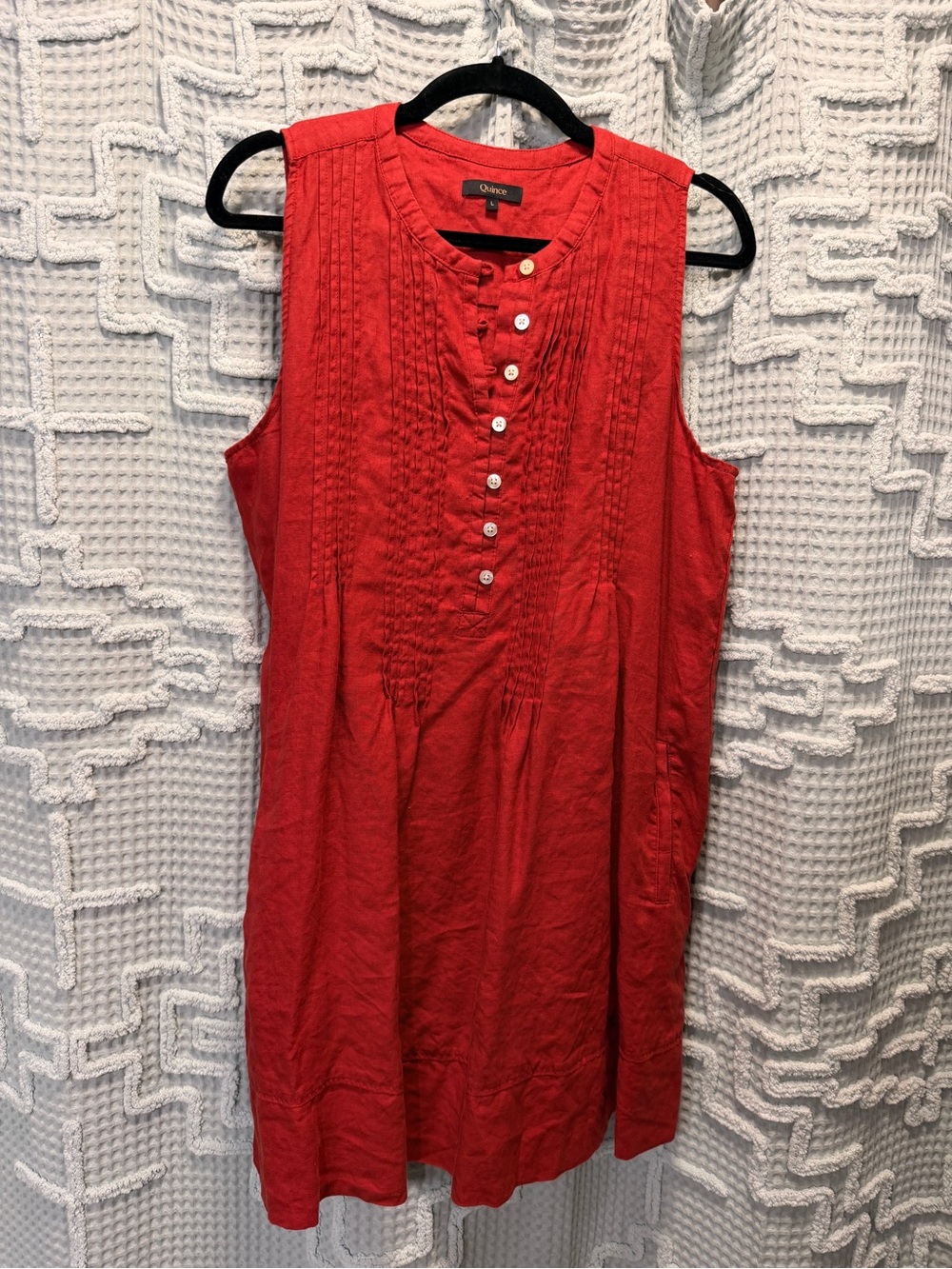 Quince Linen Sleeveless Pintuck linen dress
